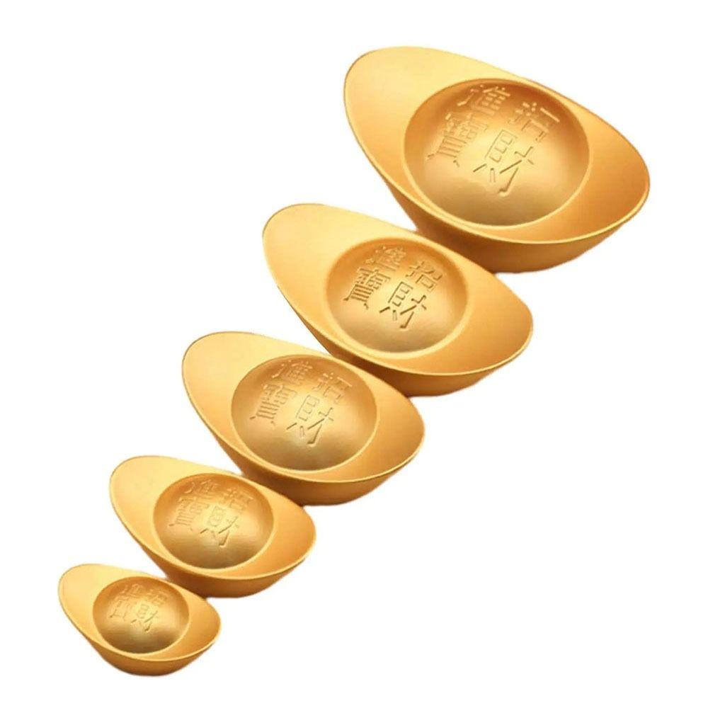1Pcs Retro Brass Ingot Chinese Style Gold Yuanbao Feng Shui Ornament  Desktop Decoration Craft Prop