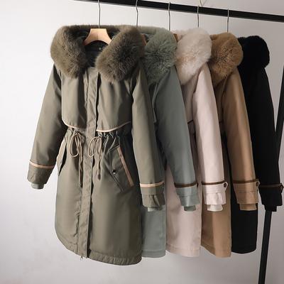 Langer Mantel für Damen, Wintermantel mit Pelzkragen für Damen