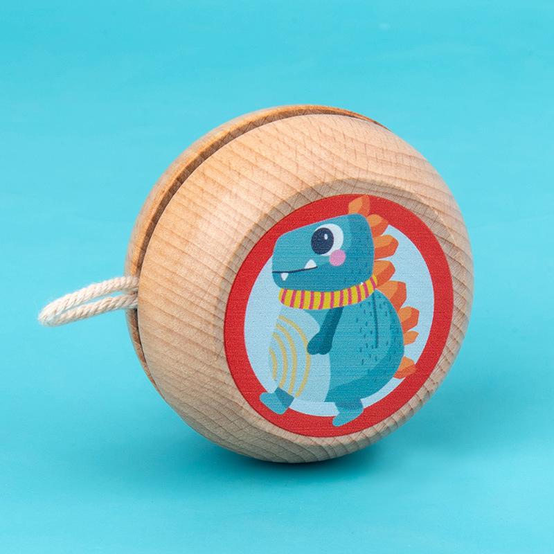 Wooden Yo-yo Cartoon Animal Puzzle Yo-yo Boy Girl Pull Rope Classic Nostalgic Toy