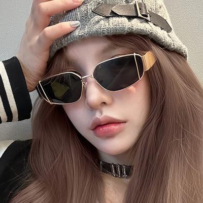 Personalized Retro Metal Small Frame Polygonal Uv Resistant Sunglasses Uv400 Fashionable And Trendy High-End Sun Shading Glasses