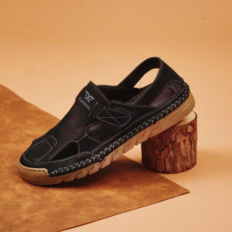 

Fashion Italian Brand Men s Casual Sandals Massage Sole Men s Oxford Shoes Breathable Summer Driving Shoes Anti Slip Handmade Sole 38 чёрный