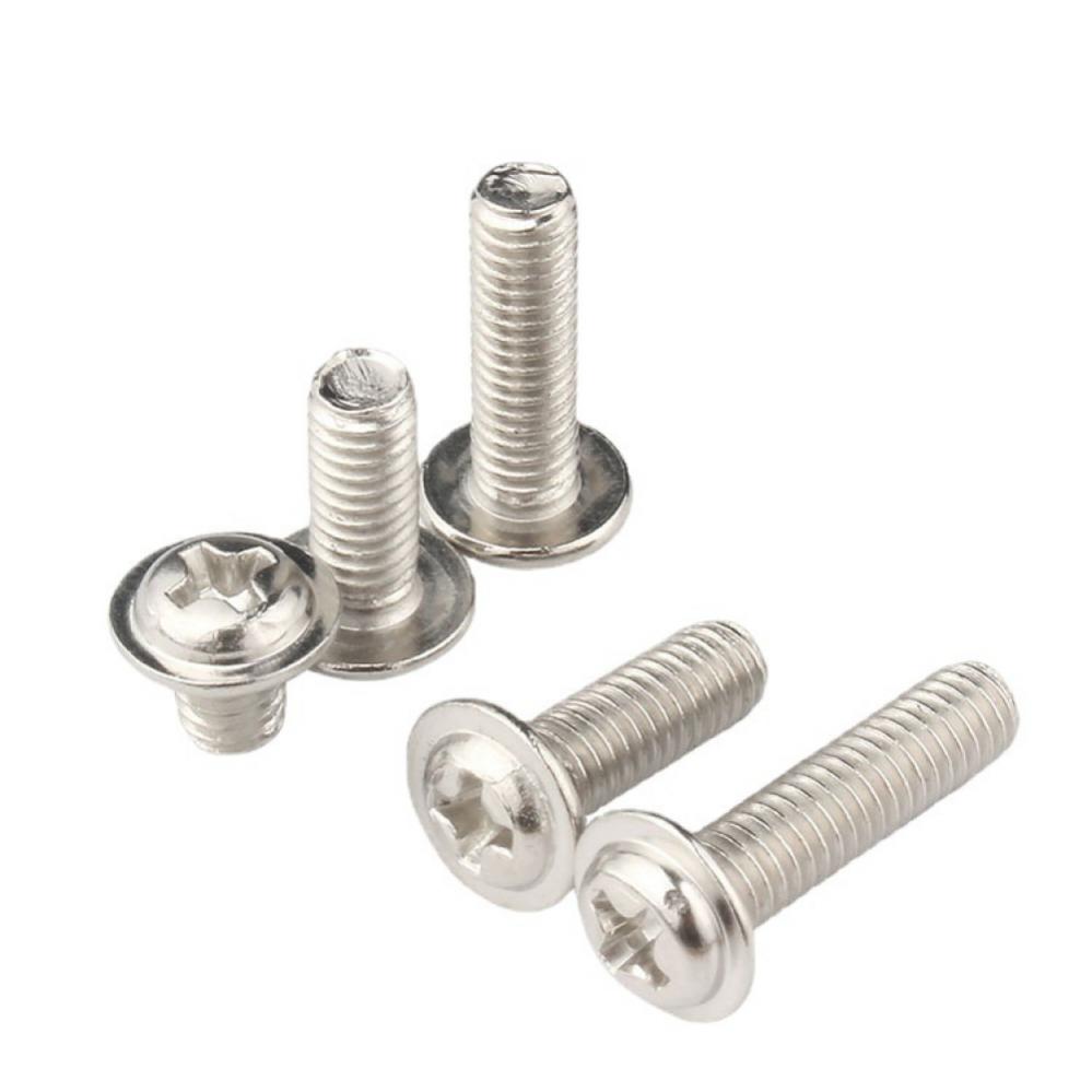 10PCS Round Head Screw PWM Screws Pan Washer M3 M4 Stainless Steel Cross Screw
