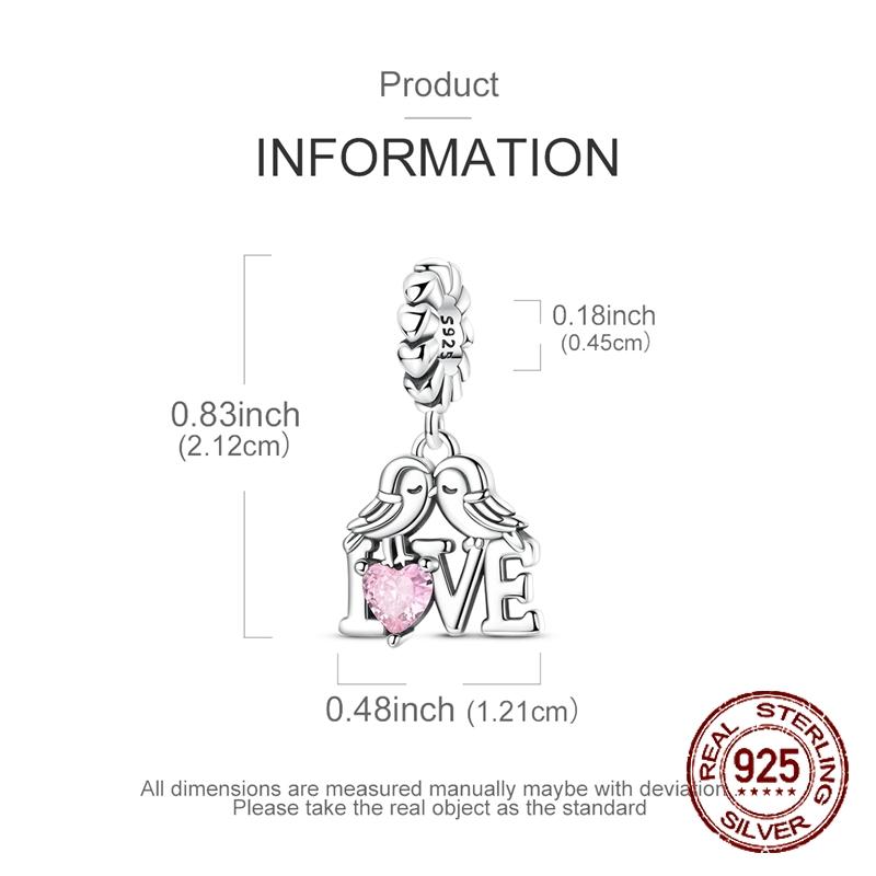 Love Bird Charms Copper Valentine'S Day Dangle Pendant Fit Bangle Bracelet Necklace Diy Jewelry