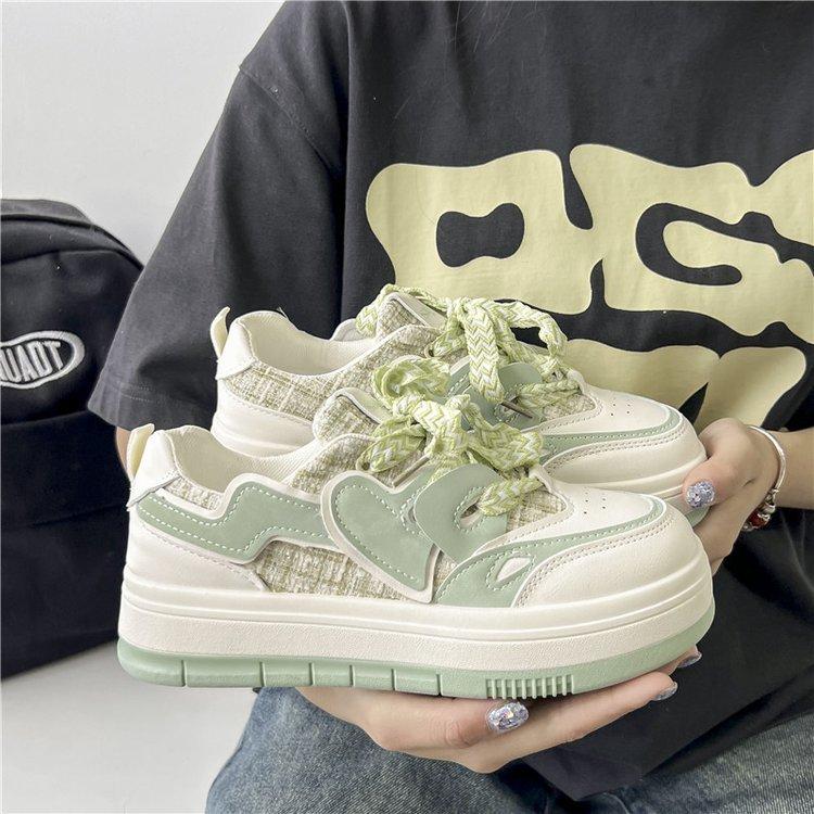 

Boutique board shoes women s 2025 autumn new platform women s shoes color matching fashion lace-up women s casual sports shoes women s 35 зелёный