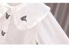 Girls' 100% Cotton White Long-Sleeved Shirt with Doll Collar - Spring/Autumn Style for Older Children