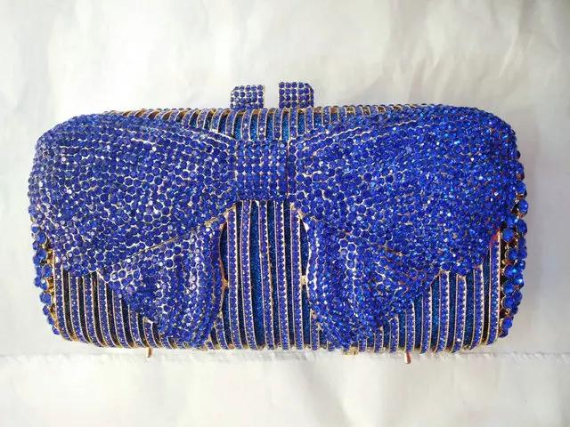 Boutique De FGG Silver Rhinestone Clutch Purses for Women Formal,Bow Crystal Evening Bags,Bridal Wedding Party Minaudiere Bag
