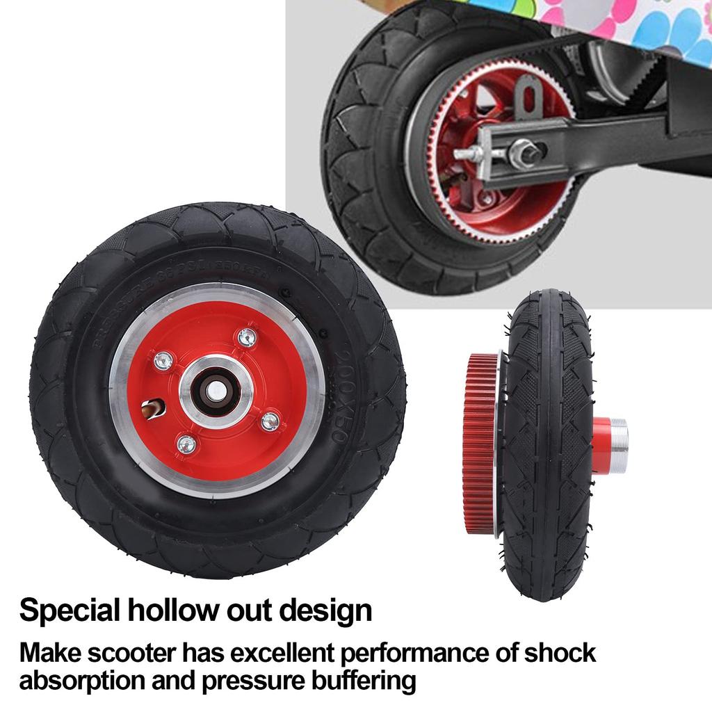 Pneu de Cubo Traseiro para Patinete Elétrico de 8 Polegadas 200x50, Pneu de Patinete Elétrico 200x50 com Cubo Confortável para Passeio