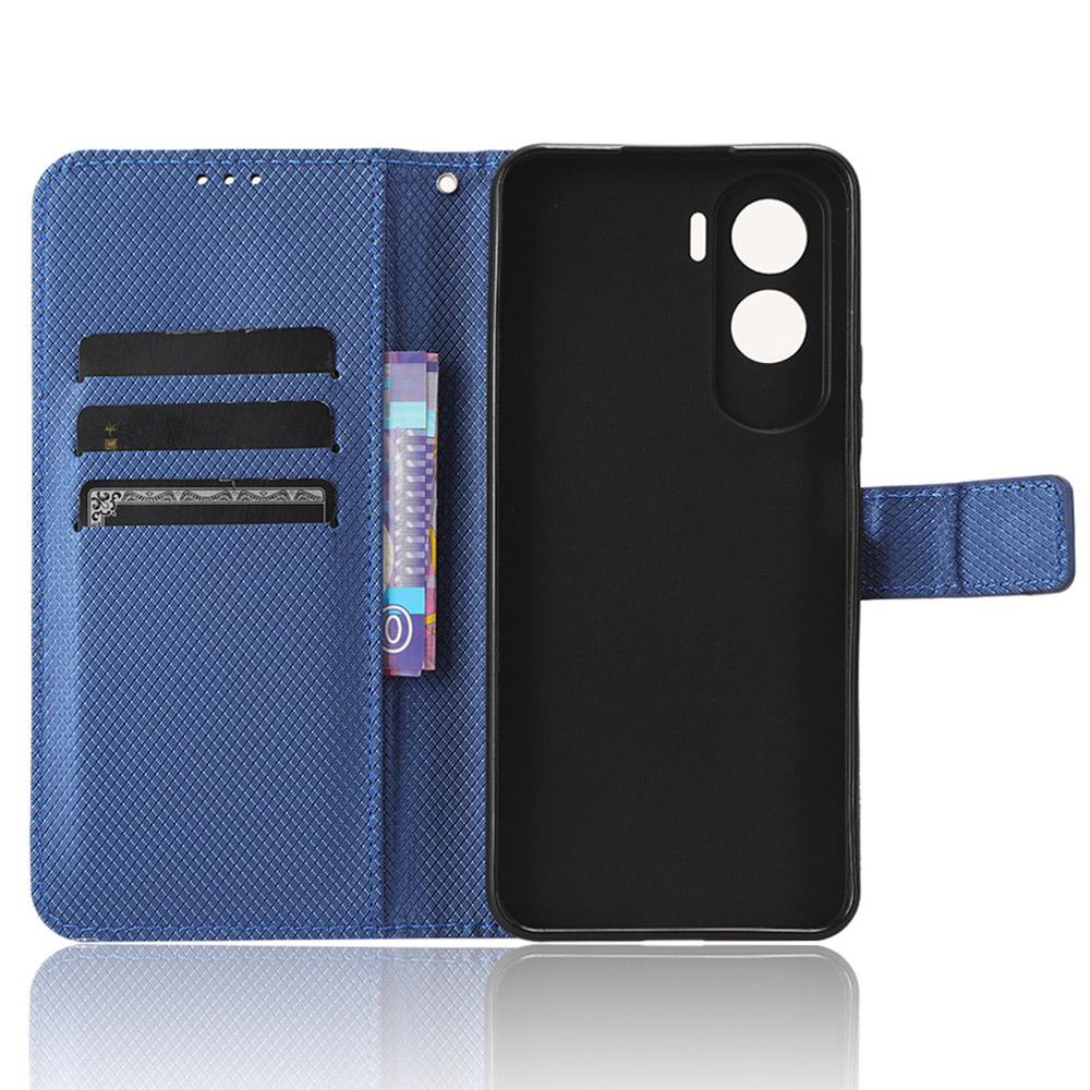Flip Case for Honor 90 Lite 5G/X50i 5G PU Leather Diamond Texture Wallet Stand Shockproof Phone Cover