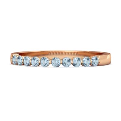 Blue Topaz Half Eternity Design Band Ring -925 Sterling Silver Rose Gold Vermeil