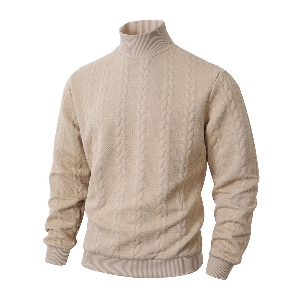 Autumn and winter sweater knitted sweater daily solid color young men's fashion jacquard turtleneck warm sweater