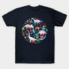 Men Black Print T-shirt Dinosaur Delight No-Cut Transfer Paper Print Cotton Tshirt