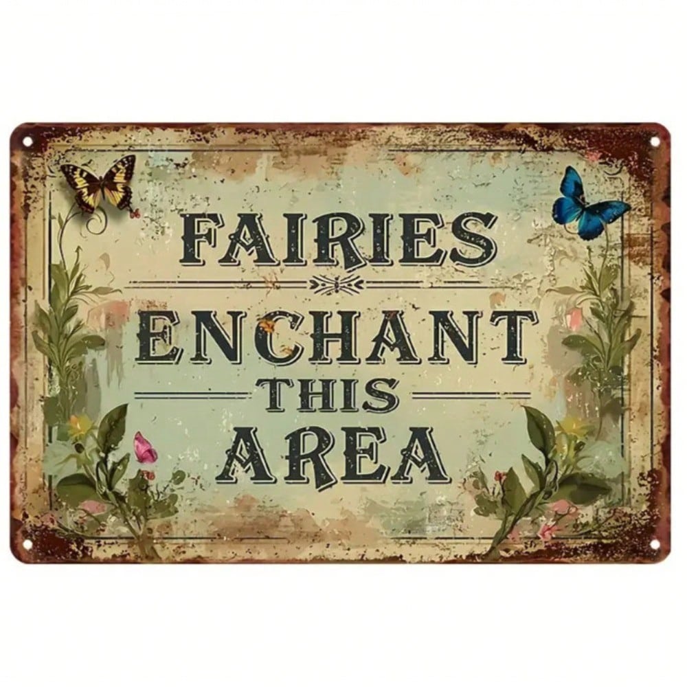 Metal Wall Art Decor Butterfly Tin Sign Vintage Style 8x12 Inch Inspirational Quote Garden Home Decoration 20x30