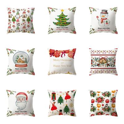 Merry Christmas Santa Claus Decorative Printed Pattern Cushion Cover Home Living Room Sofa Pillow