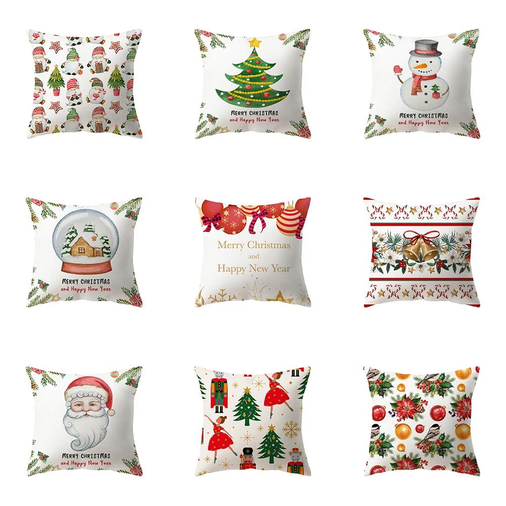 Merry Christmas Santa Claus Decorative Printed Pattern Cushion Cover Home Living Room Sofa Pillow