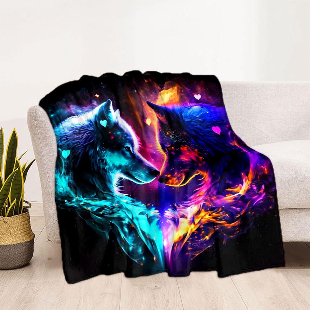 Wolf Moon Reflection Blanket,Suitable for sofas, offices, travel, living rooms, Gifts to relatives and friends, Blanket,Suitable for all seasons.