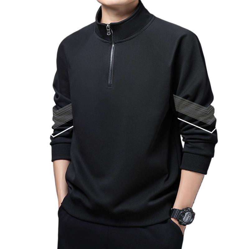 Höst Vinter Ståkrage Halv dragkedja Lös passform Vardaglig Pullover Huvtröja