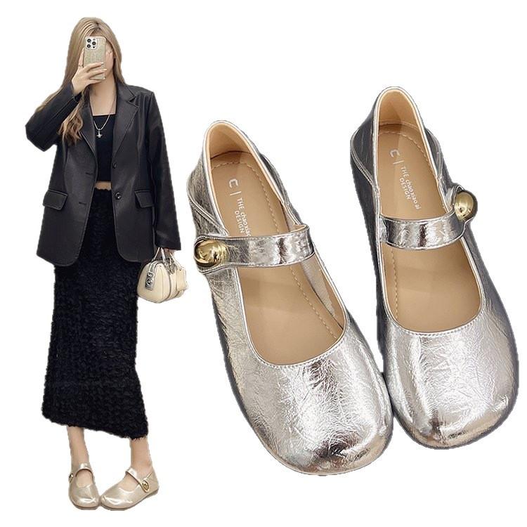 Ballet style flats women's summer 2025 new French silver two wear Mary Jane shoes with skirt single shoes