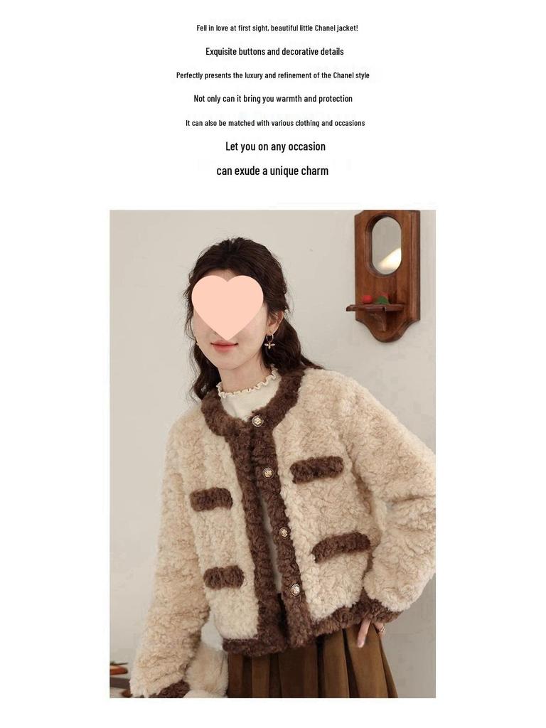 2025 French Style Color Block Women's Winter Jacket - Trendy and Warm