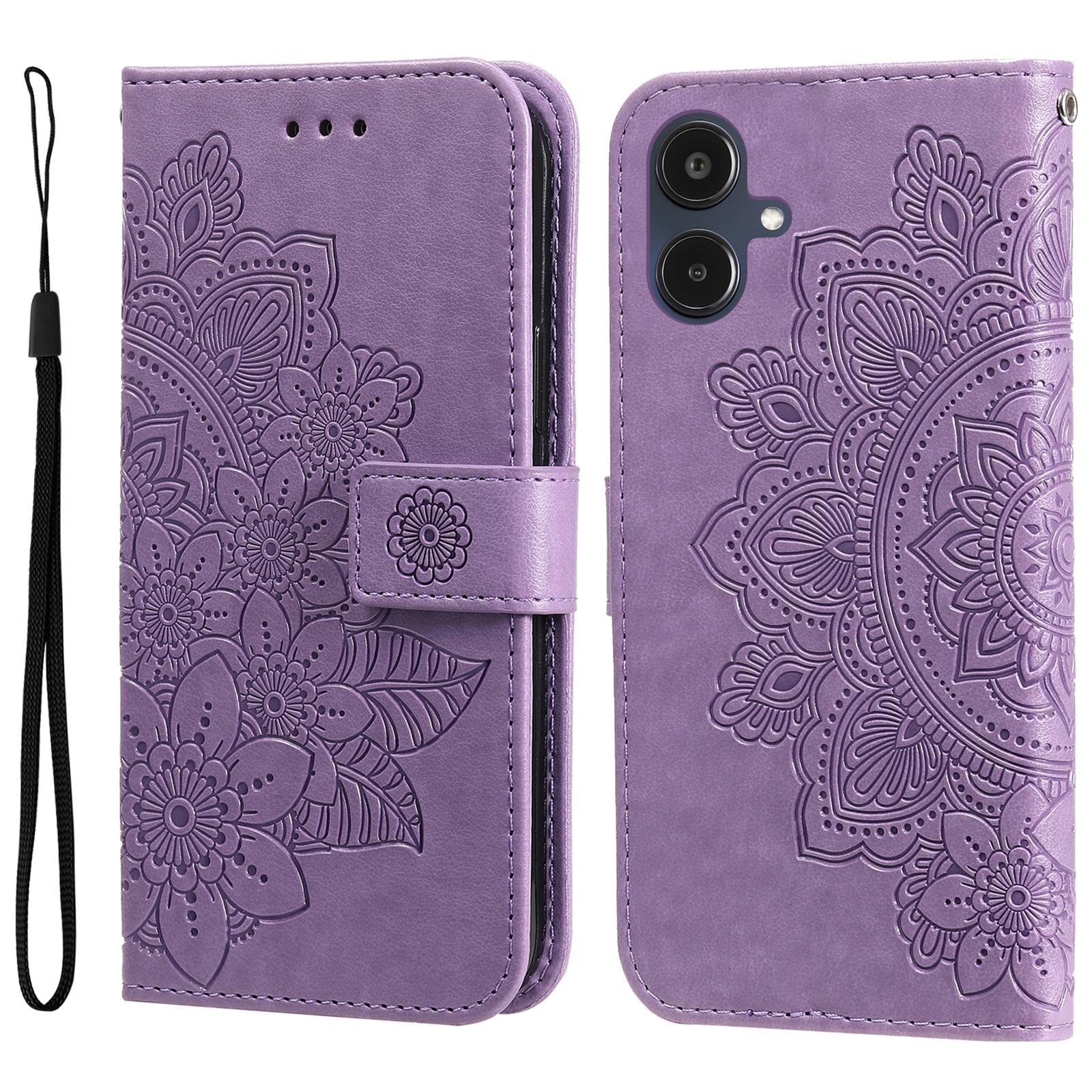 

For Samsung Galaxy A25e Case Floral Pattern PU Leather Wallet Stand Phone Cover Purple