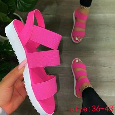 2021 Woman Summer Sandals Candy Color Open Toe Flat Shoes Women Elastic Band Party Platform Women's Sandals Beach Outdoors Shoes