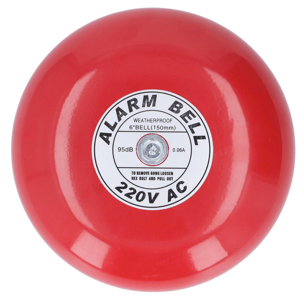 Fire Alarm Bell Electric Metal Round 6in 95db 220V Accessory for Home Hotel Boat