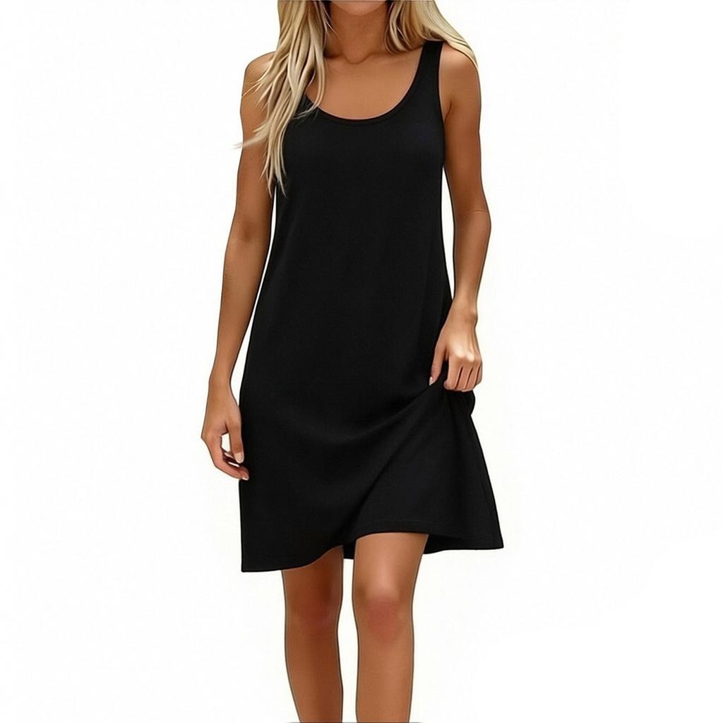 Women's Fashion Round Neck Sleeveless Tank Top Colour Casual Underwear Home Dress