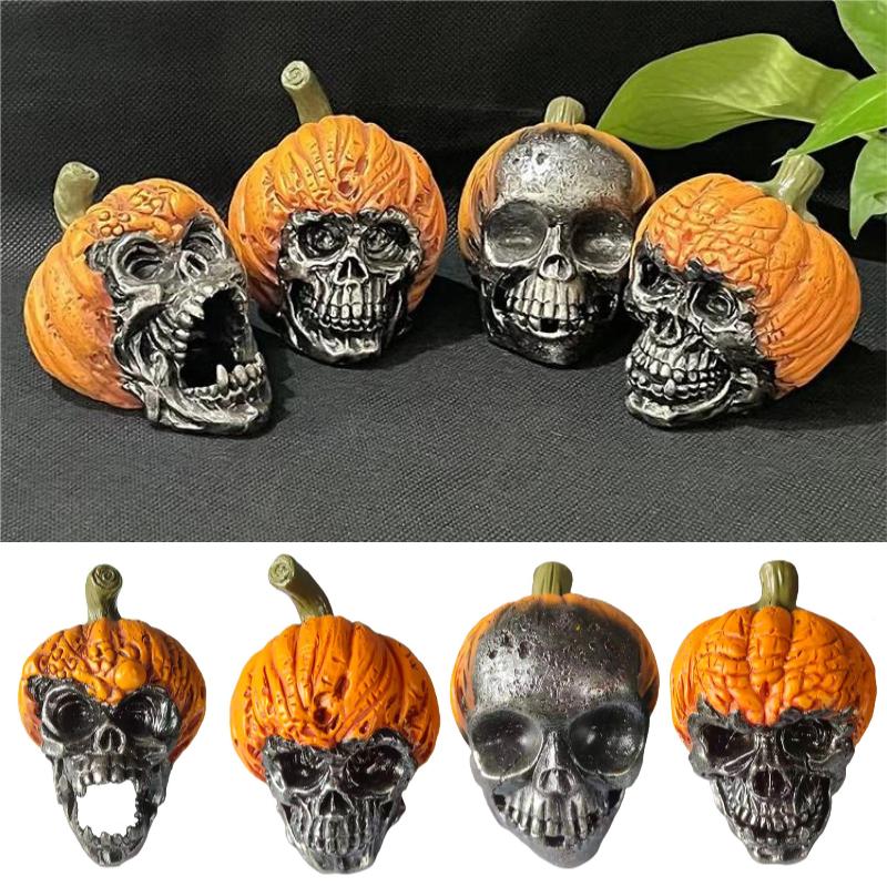Halloween Skull Pumpkin Decoration Resin Craft Outdoor Garden Gift Ornament