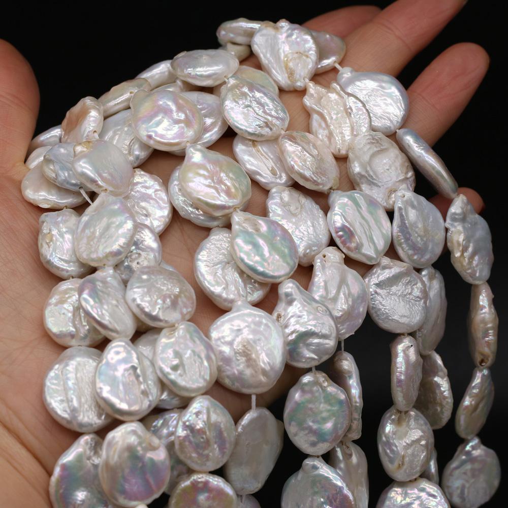1String, Baroque Shape Pearls, White Natural Freshwater Pearl Beads, 16-17 Mm, for DIY Necklace Bracelet Accessories, Jewelry Making, 36cm