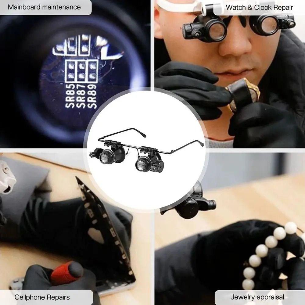 Headband Mount 20X Lens Magnifying Eyewear Jewelers Repair Wearing Magnifier Jewelry Appraisal