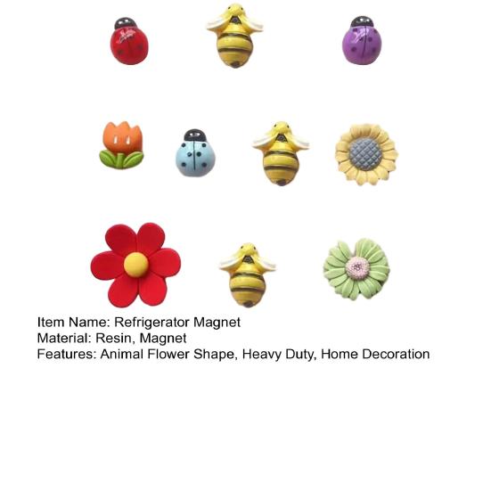10 ks Kreslené zvíře Květina Magnet na lednici Domácí Kancelář Kuchyň Skříňka Lednička Magnetická 3D Včela Beruška Tulipán Slunečnice Dekorace Ozdoba