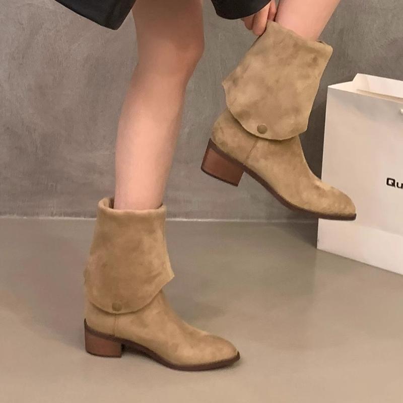 Fashion High Boots Women Fashion Heeled Shoes Suede Designer Dress Knee High Woman Boots 2025 Winter Cozy Walking Mujer De Zapatillas