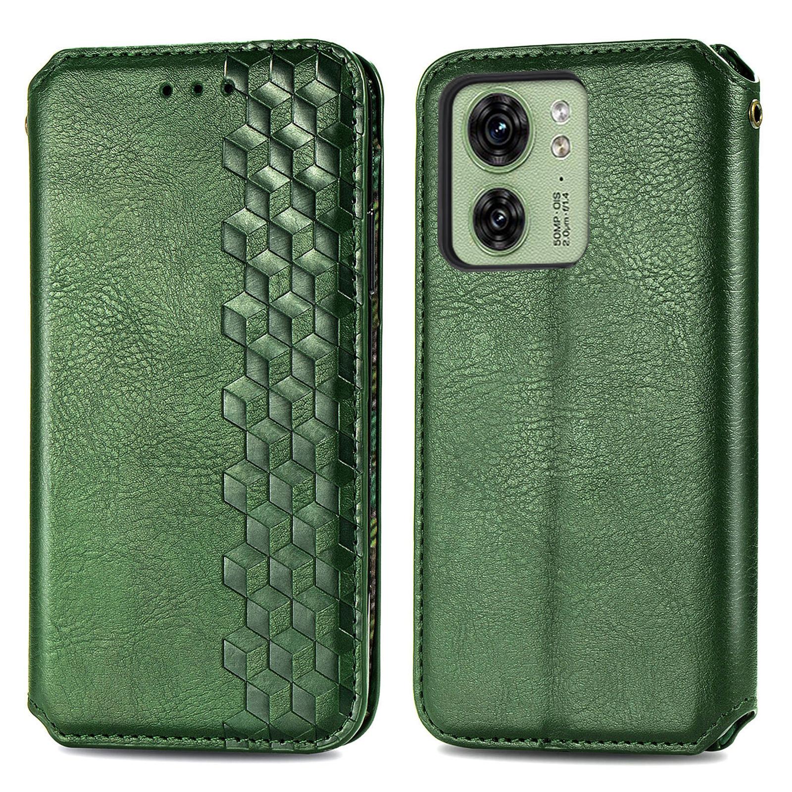 

Для Motorola Edge 40 5G Чехол из ПУ кожи Ромбовидный оттиск Кошелек Подставка Чехол для телефона Green