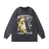 European, American High Street Retro Washed Old Hip-Hop Bottoming Shirt Loose Digital Direct Injection Printing Long-Sleeved T-Shirt Men