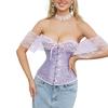 Breathable Polyester Lace Corset Top Adjustable Ties And Elegant Off Shoulder Design Traditional Blossomy Bustier Top