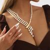 Lock Bone Chain Retro Chic Pearl Necklace Minimalis Elegant Zinc Zinc Alloy Pearl Necklace  Gift