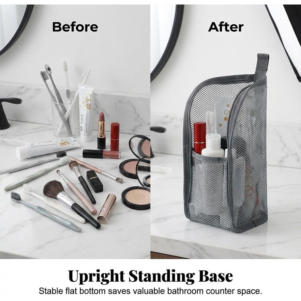 Standing toiletry bag, 2026 new portable lightweight travel toiletry bag, travel toothbrush organizer, fits toothbrush and toothpaste (pink)