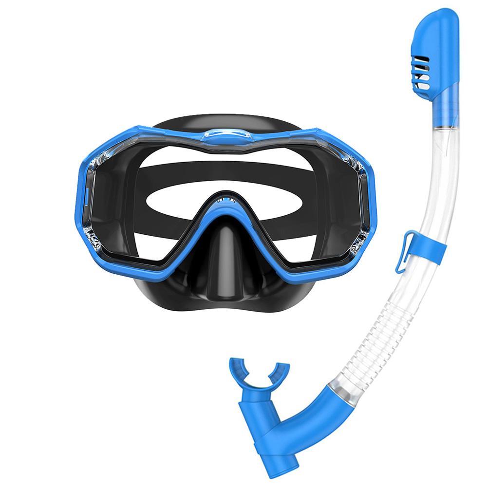 

3 Windows Snorkel Mask Set Scuba Diving Swimming Goggles Panoramic Wide View HD Dry Top Anti-Leak Anti-Fog For Adults and Kids XS