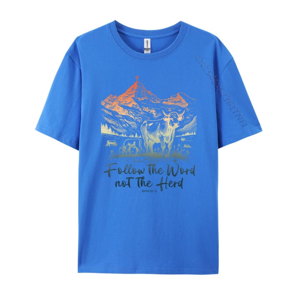 Follow The Word Not The Herd Isaiah Christian Jesus Camisas Basicas Hombre New Year Aesthetic T-shirt