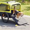 Dog Bike Trailer with Flip-Down Ramp Tailgate, Quick Release Frame, Universal Bicycle Coupler, Reflectors, Yellow
