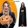 Wizard Halloween Cloak Gown Shiny Witch Cape Funny Hooded Ponchos  Adult Kids