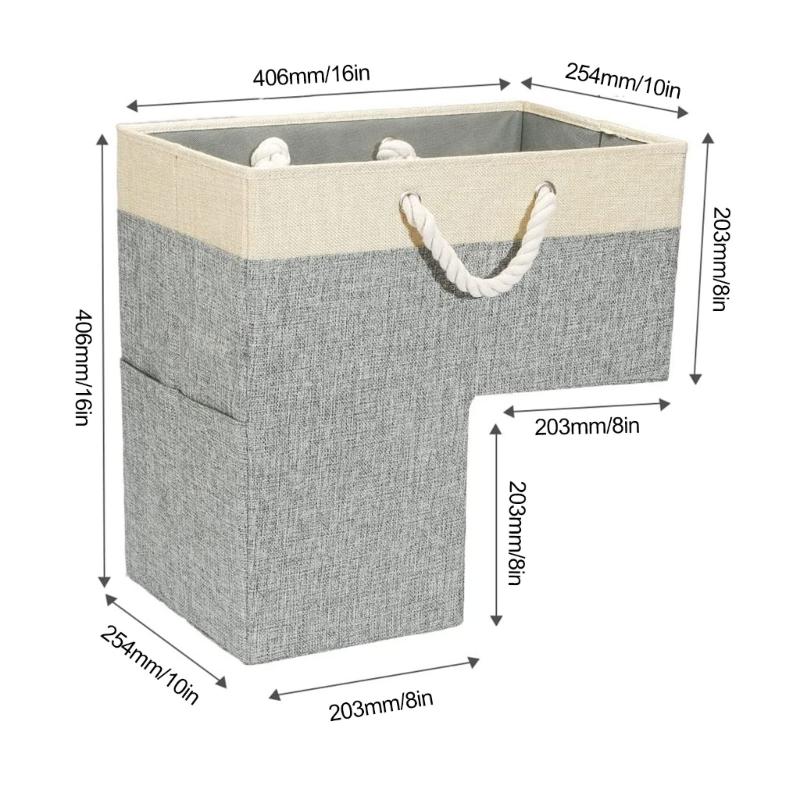 Stair Basket with Cotton Rope Handle for Carpeted Stair Foldable Storage Basket Suitable for Toy Clothes Book Sundries