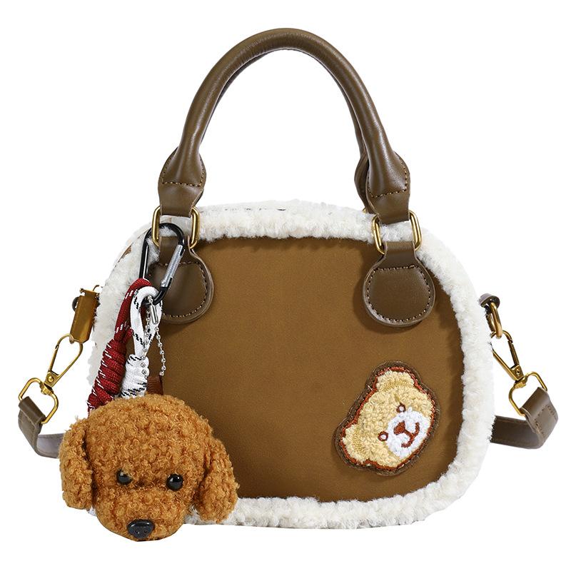 Trendy plush shoulder bag autumn and winter new lamb wool messenger small square bag casual versatile portable women's bag