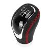 Manual Gear Shift Lever Knob Shifter Head Universal 5 6 Speed Artificial Leather Red Stitching with Replaceable Paster