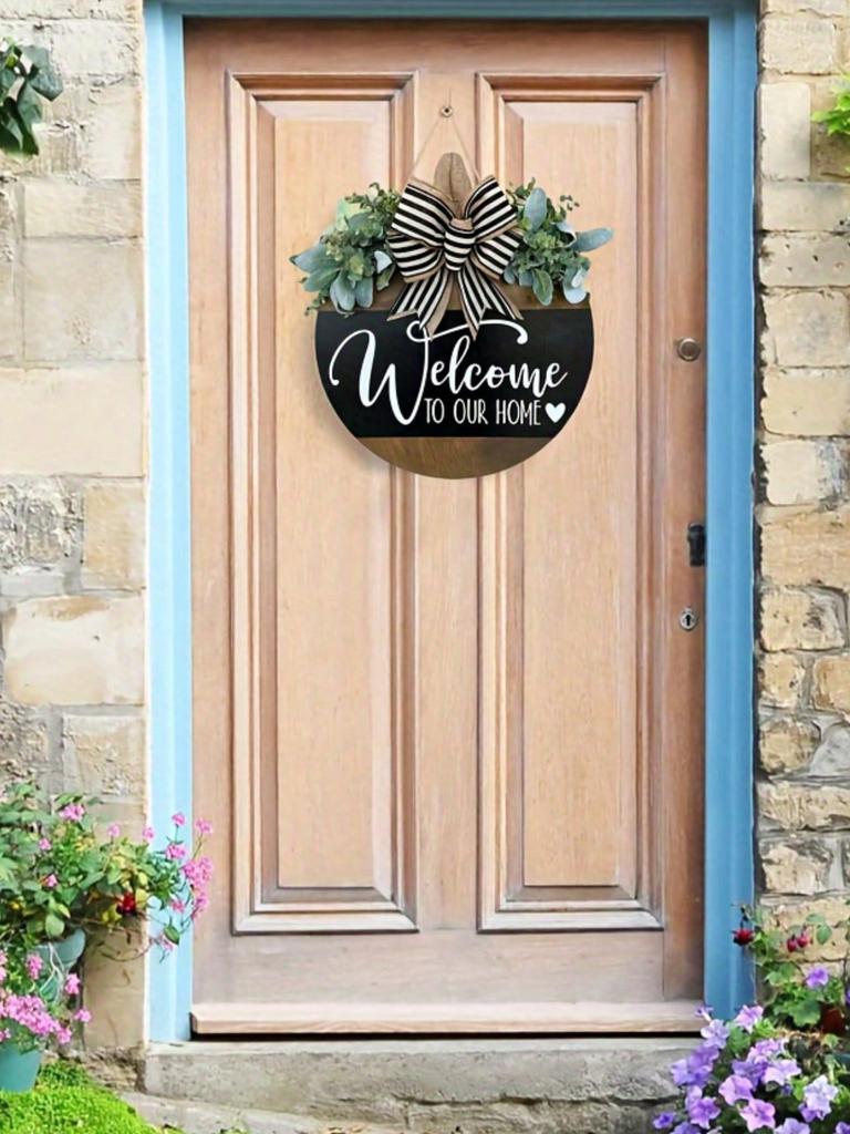 House Front Door Decoration Housewarming Gift Home Outdoor Indoor Handmade 12-inch Front Door Welcome Wreath 1