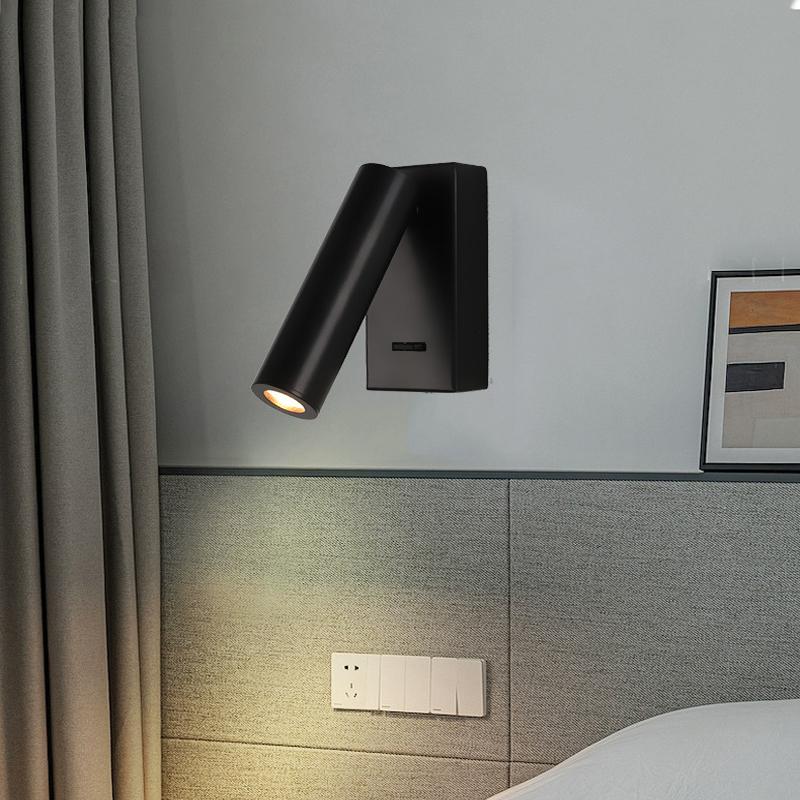 Anti-glare Bedroom Bedside Wall Lamp Hotel Bedside Reading Small Spot Light Indoor Simple with Switch Background Wall Lights