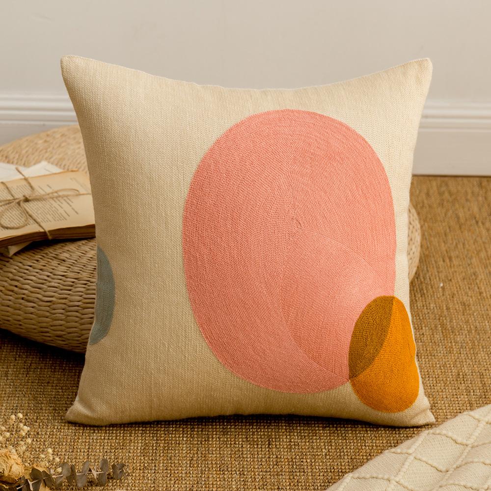 

Подушка с трехмерной геометрической вышивкой в скандинавском стиле, полукруглая, из хлопкового холста, вышитая, подушка для террасы, дивана, сиденья 45 * 45Cm without core