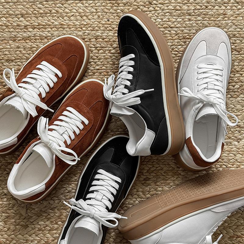 

Old money style advanced sense first layer cowhide shoes men s simple high mercerized cow anti-velvet flat leather casual shoes 38 янтарь
