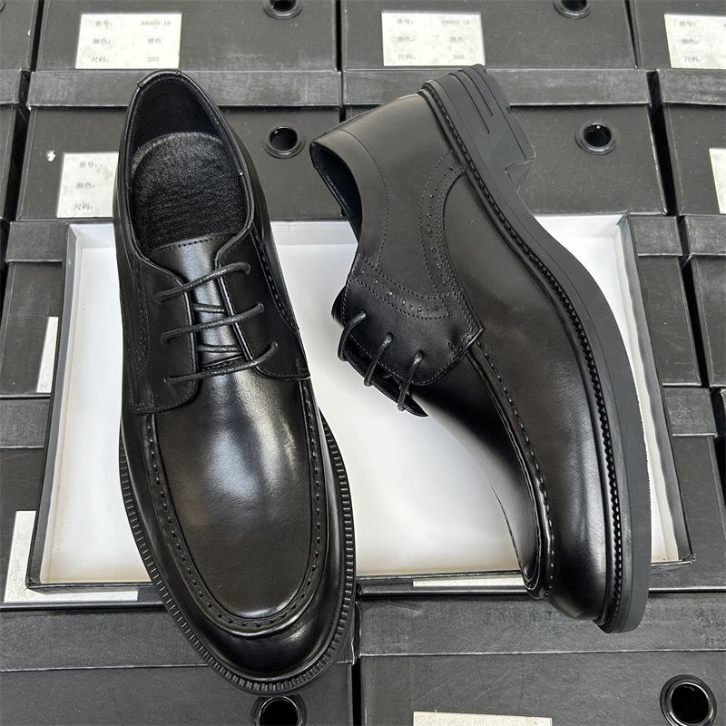 Round Head Leather Shoes Men'S Business Dress Leather Breathable Suit Work Shoes Groom Wedding Men'S Shoes Men'S Leather Shoes High-End
