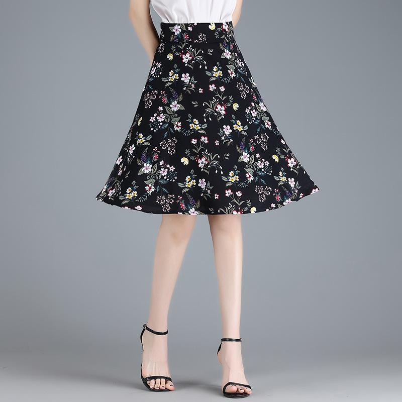 Bust skirt women's summer pleated flower color long skirt drape high waist a word skirt children's spring and autumn high-end coat