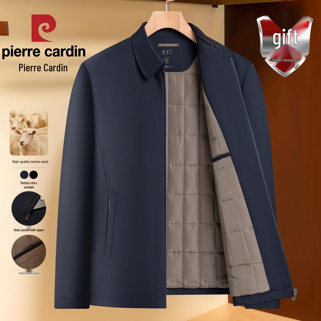 Pierre Cardin Men's Mid-Length Thickened Winter Parka with Golden Sable Velvet